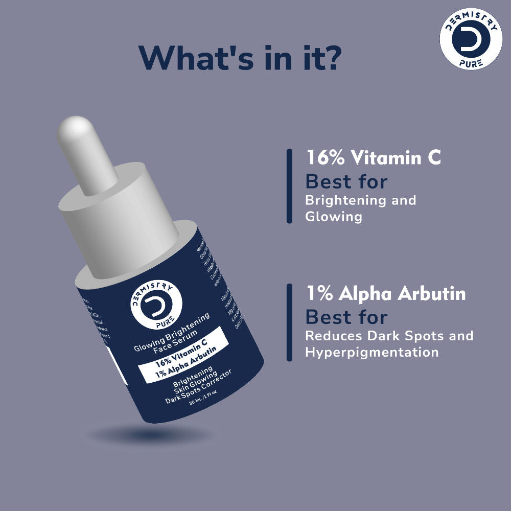 16% Vitamin C 1% Alpha Face Serum For Dark Spots Dull Skin Tone Glowing Skin Fairness