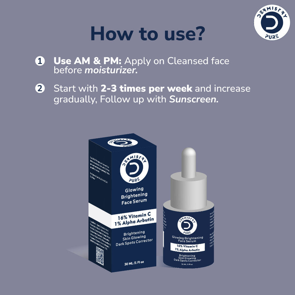 16% Vitamin C 1% Alpha Face Serum For Dark Spots Dull Skin Tone Glowing Skin Fairness
