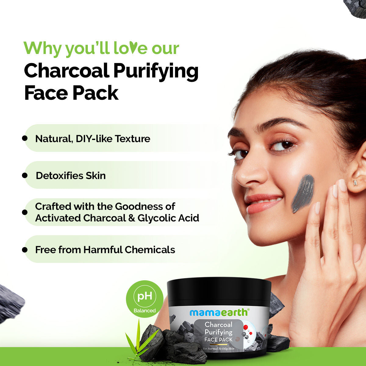 Charcoal Purifying Face Pack Detoxifies, Deep Cleanses, Minimizes Pores & Brightens Skin