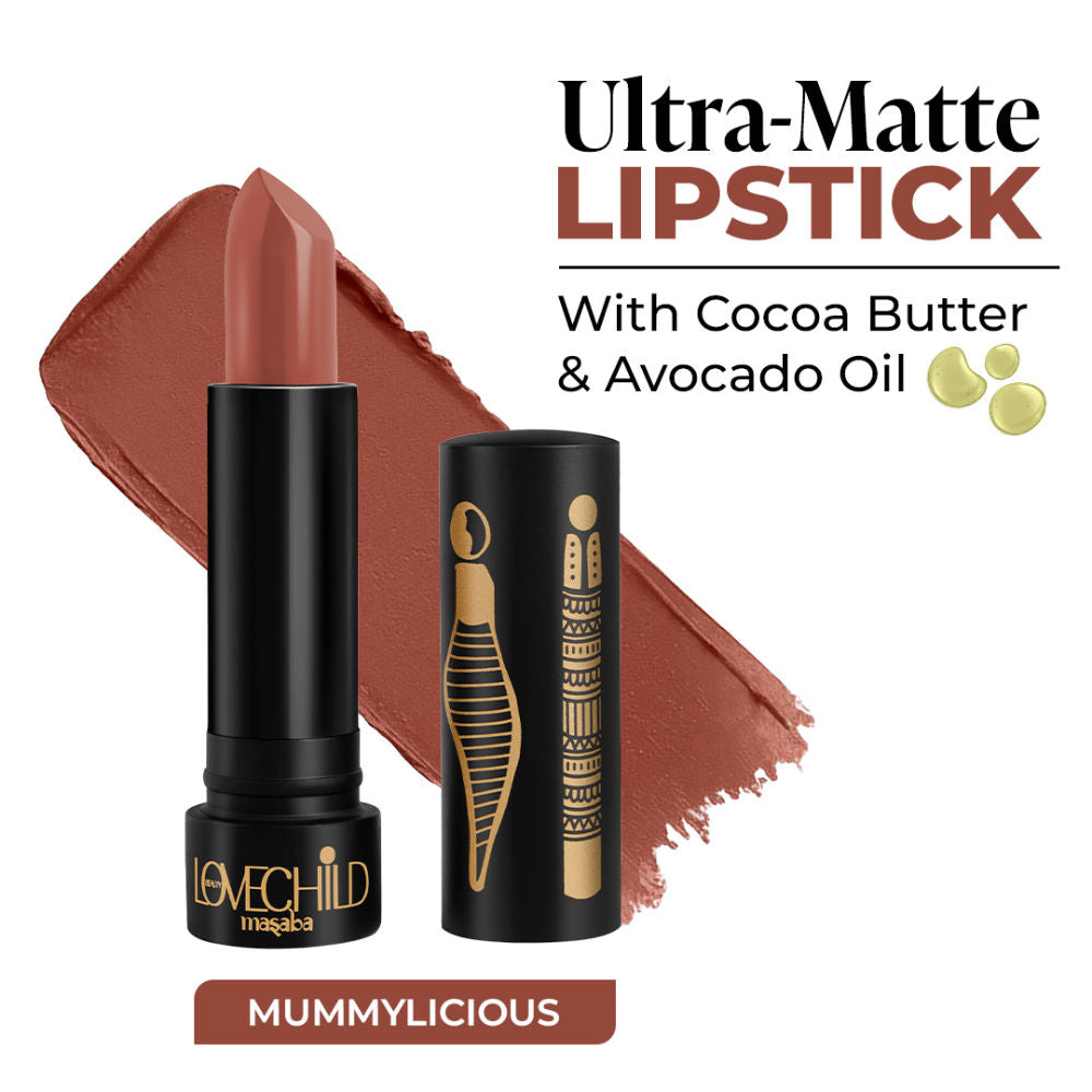 Bare Browns Ultra Matte Transfer-proof Lipstick, Enriched with Avocado Oil & Vitamin E - Mummylicious