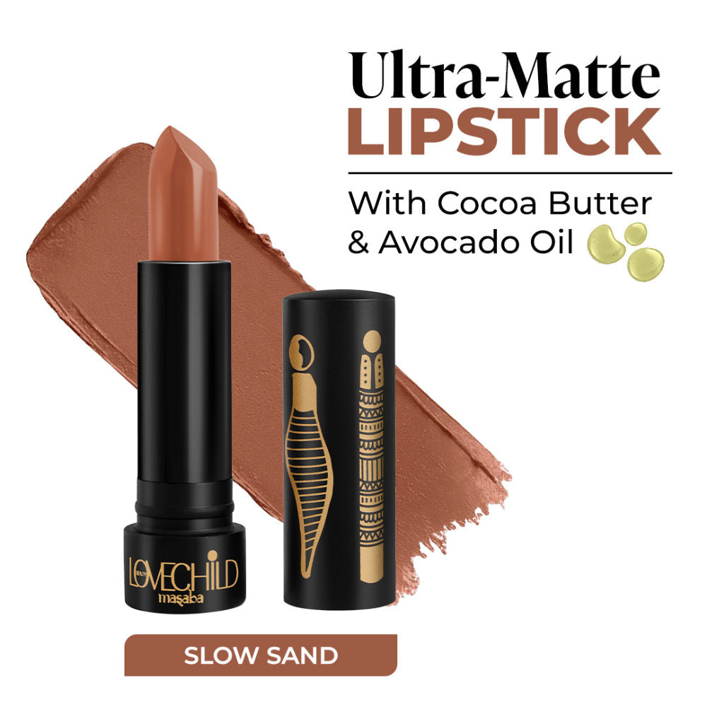Bare Browns Ultra Matte Transfer-proof Lipstick, Enriched with Avocado Oil & Vitamin E - Slow Sand