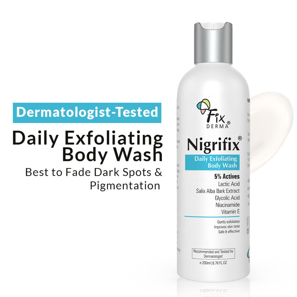 Nigrifix Exfoliating Body Wash with 5% Actives,Glycolic acid, Lactic Acid Shower Gel