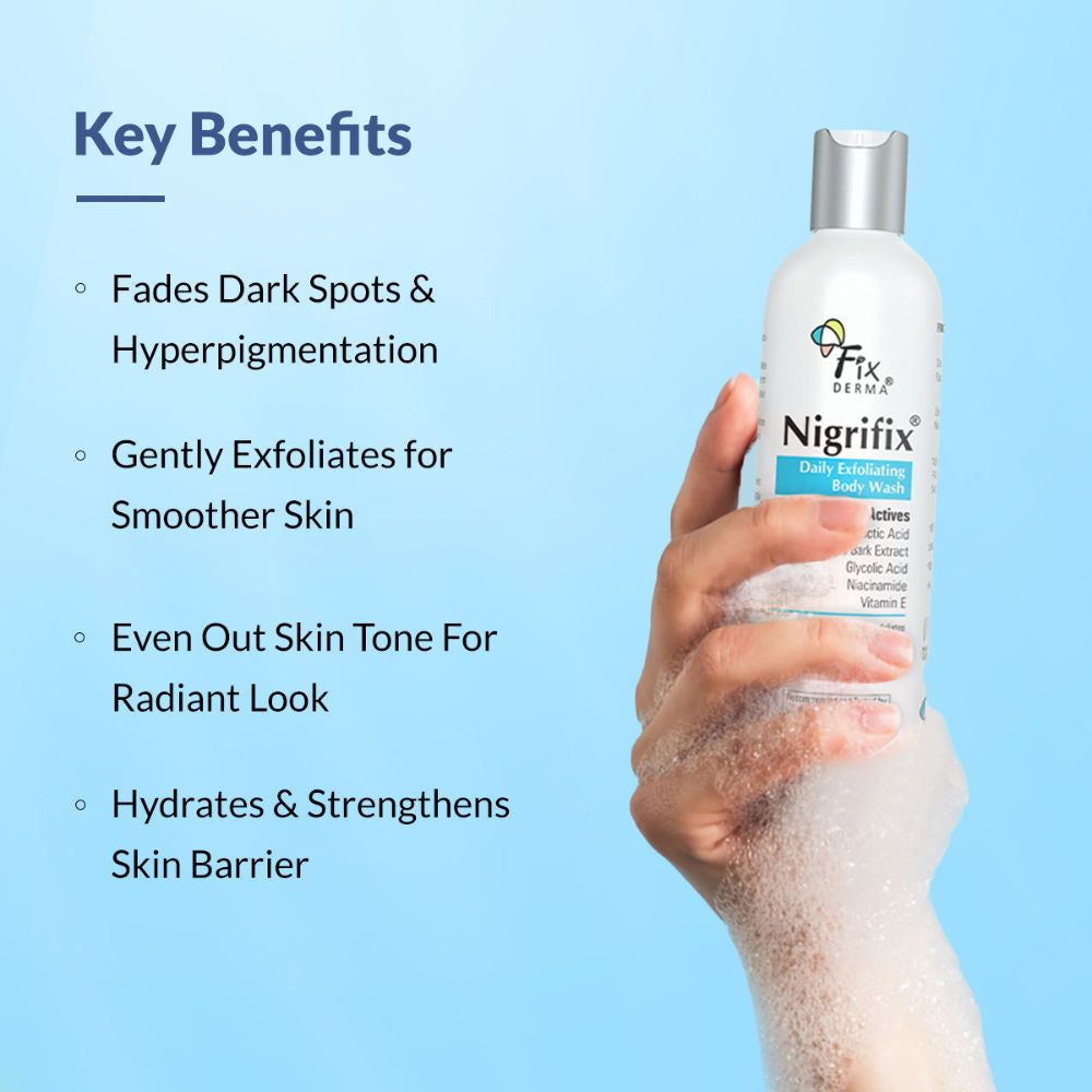 Nigrifix Exfoliating Body Wash with 5% Actives,Glycolic acid, Lactic Acid Shower Gel