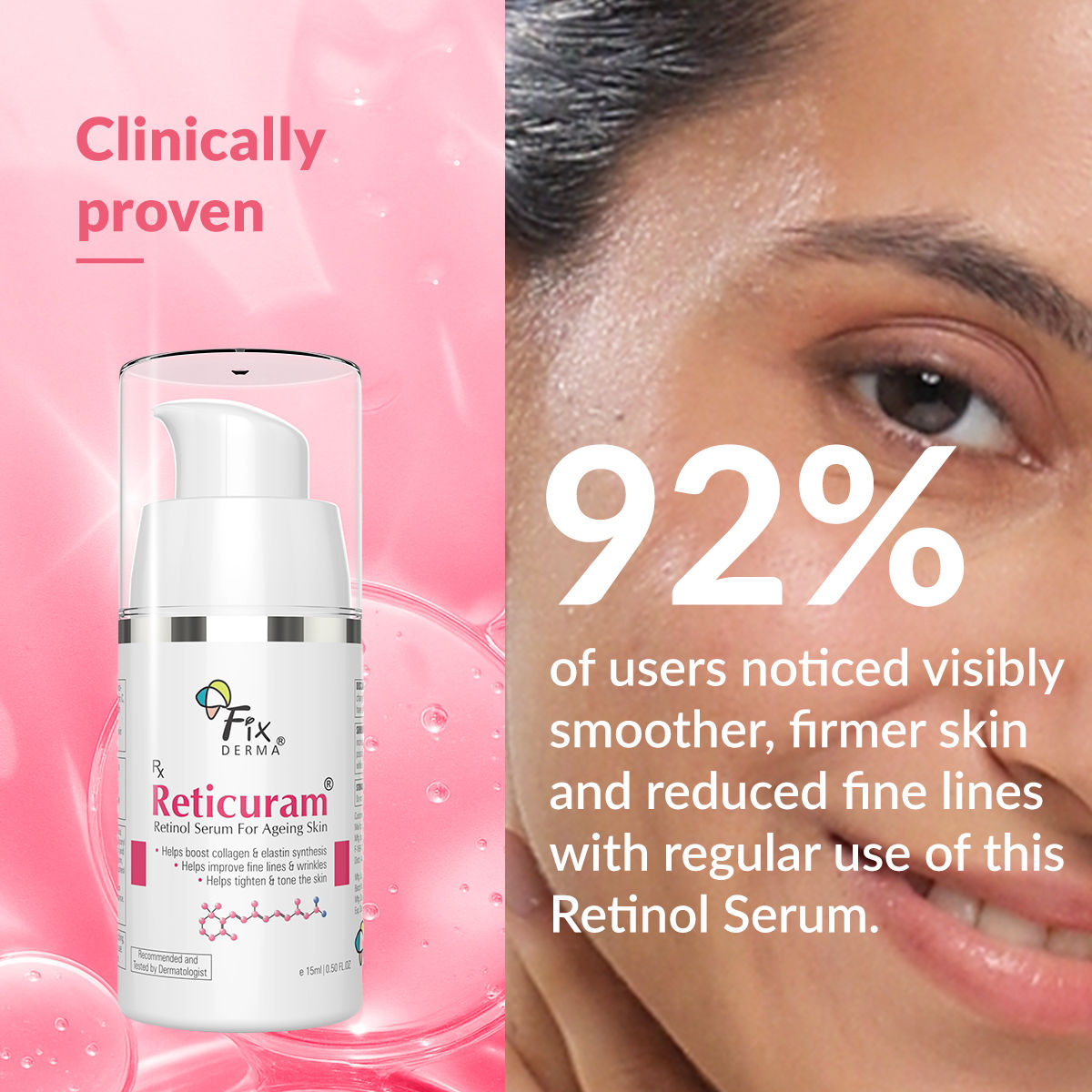 0.05% Pure Retinol Reticuram Face Serum For Anti Aging, Night Face Serum Vitamin C