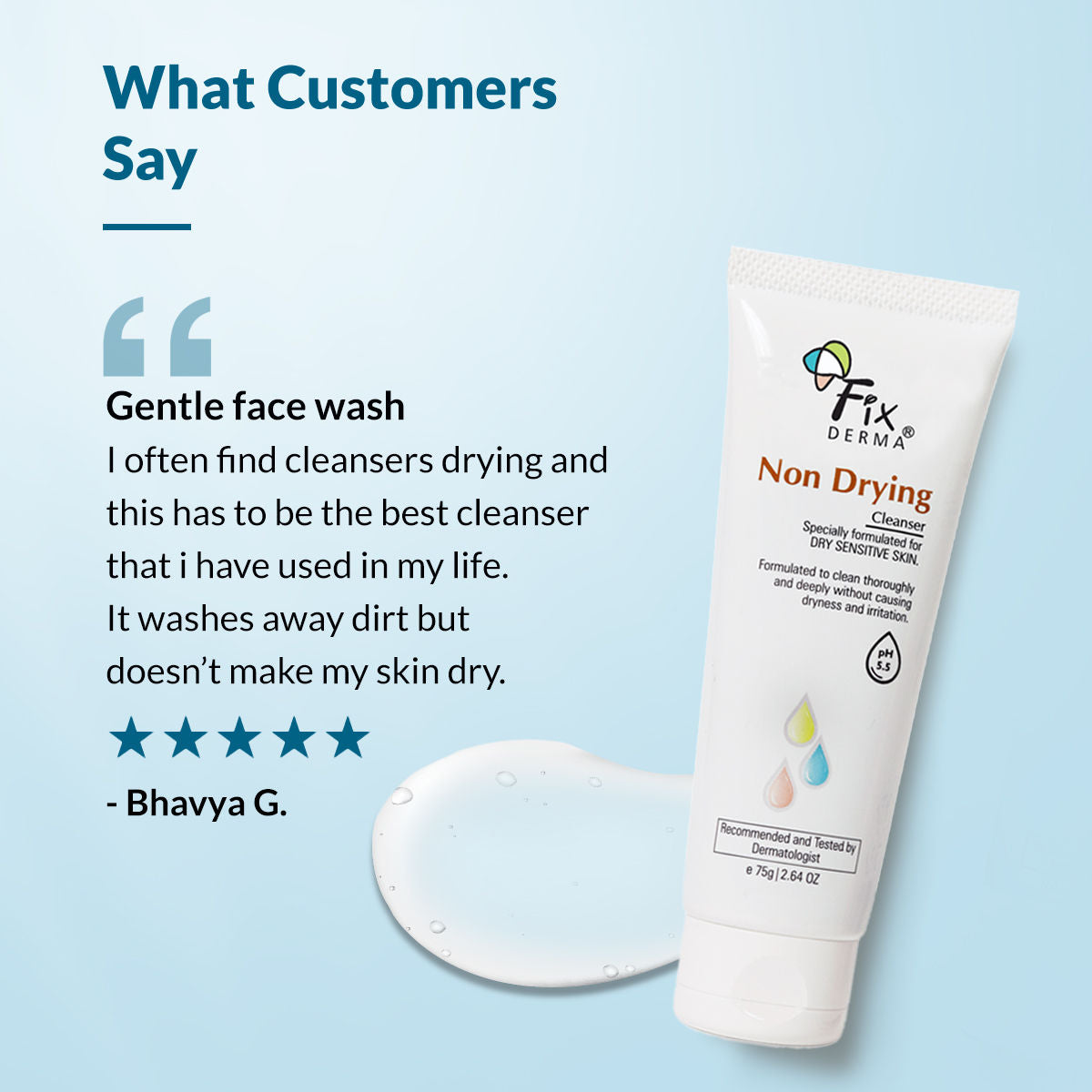 Non Drying Cleanser, soap-free & pH Balanced, Pore-Refining, Non-irritating cleanser