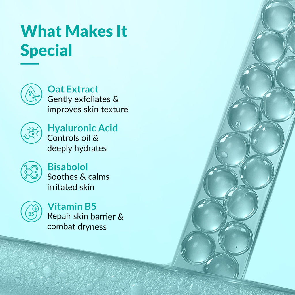 Dewrav Gentle & Hydrating Face Wash with 6% Oats Extract, Dry to Normal Skin
