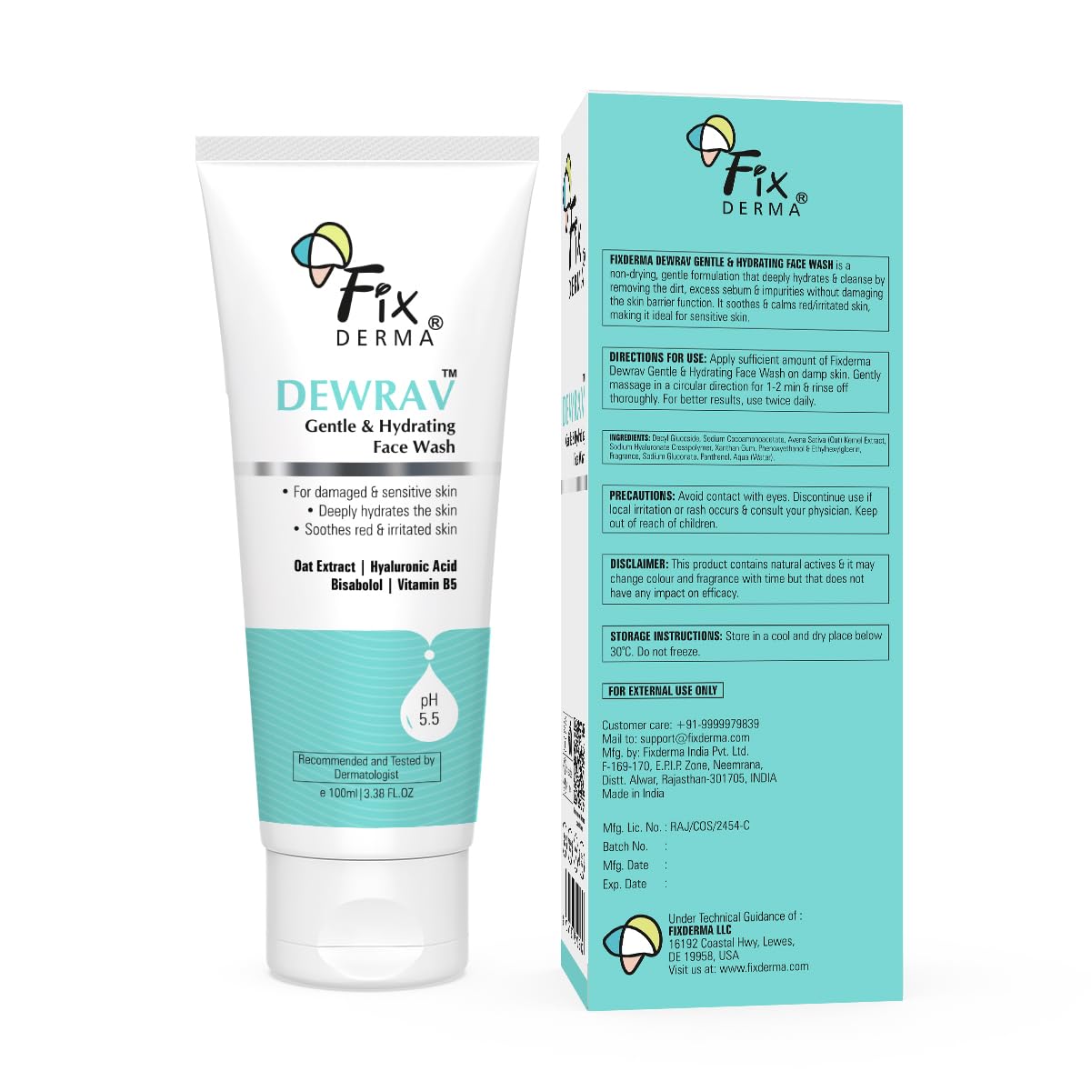 Dewrav Gentle & Hydrating Face Wash with 6% Oats Extract, Dry to Normal Skin