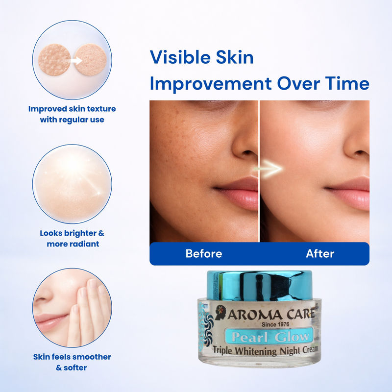 Pearl Glow Triple Whitening & Anti-Ageing Night Cream for All Skin Types