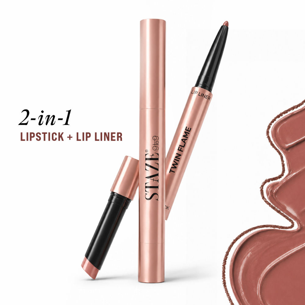 9To9 Twin Flame 2In1 Lipstick + Lip Line - 01 Love Struck