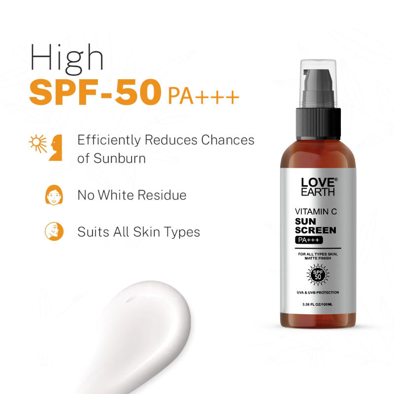Vitamin C Sunscreen SPF-50 for UVA UVB Ray Protection with Vitamin CEssential Oils
