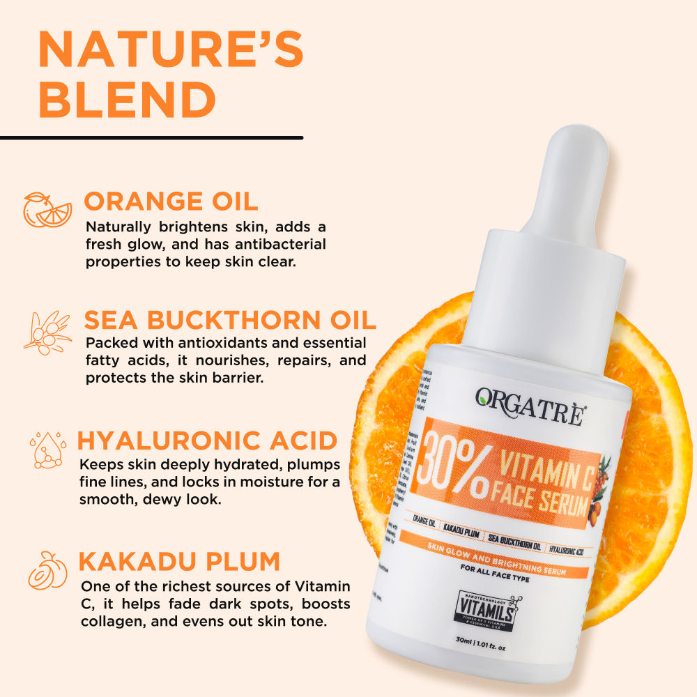 30% Vitamin C Face Serum With Hyaluronic Acid – Skin Glowing & Brightening Serum