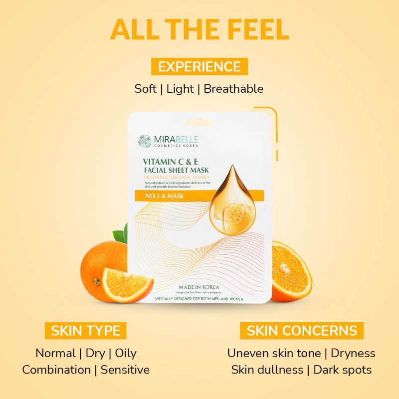 Vitamin C & E Facial Sheet Mask For Lighten Dark Spots