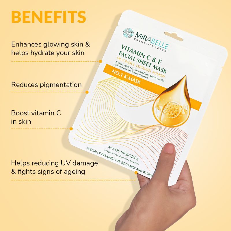 Vitamin C & E Facial Sheet Mask For Lighten Dark Spots