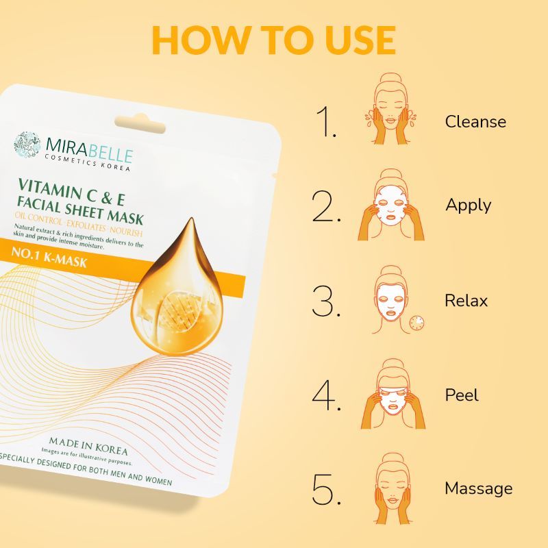 Vitamin C & E Facial Sheet Mask For Lighten Dark Spots