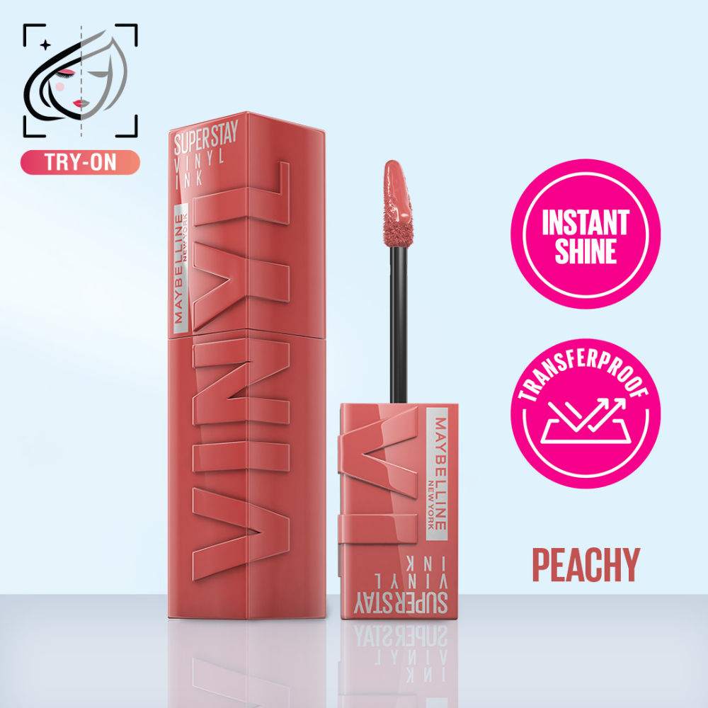 Super Stay Vinyl Ink Liquid Lipstick, Instant Shine Lasts Up To 16H - Peachy