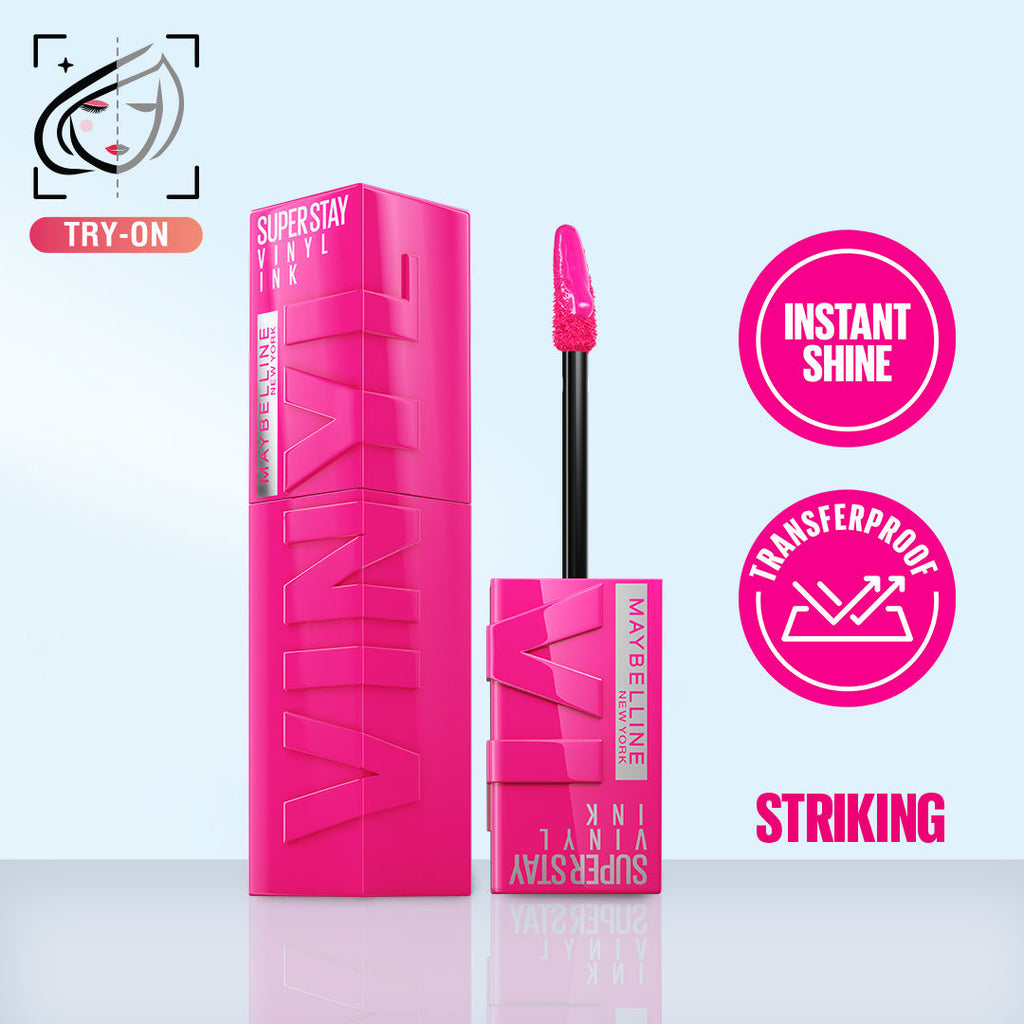 Super Stay Vinyl Ink Liquid Lipstick, Instant Shine Lasts Up To 16H - Striking