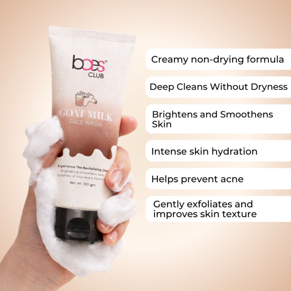 Goat Milk Face Wash With Vitamin E & Aloe Vera For Brightening And Smoothening, Unisex