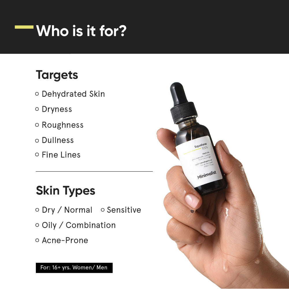 100% Squalane Facial Oil For Moisturizing & Reducing Fine Lines