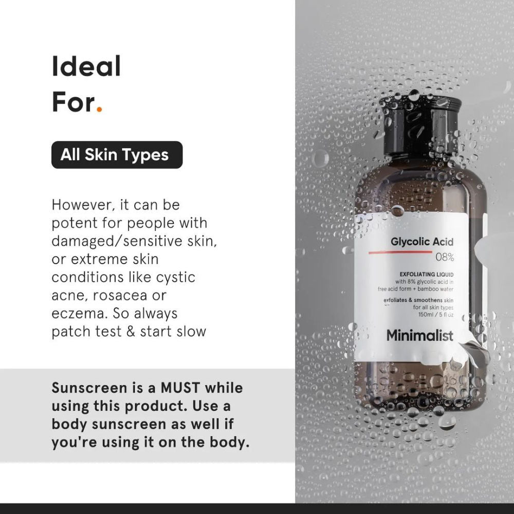 8% Glycolic Acid Toner For Exfoliates Smoothes Skin