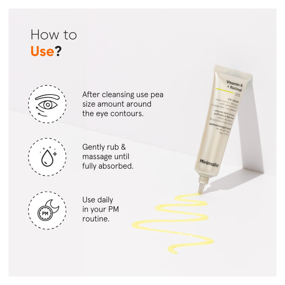 Vitamin K + Retinal 01% Under Eye Cream With Caffeine 03% For Dark Circle & Puffiness