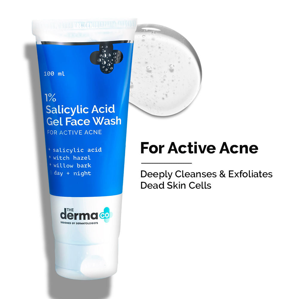 1% Salicylic Acid Face Wash for Active Acne with Salicylic Acid & Witch Hazel