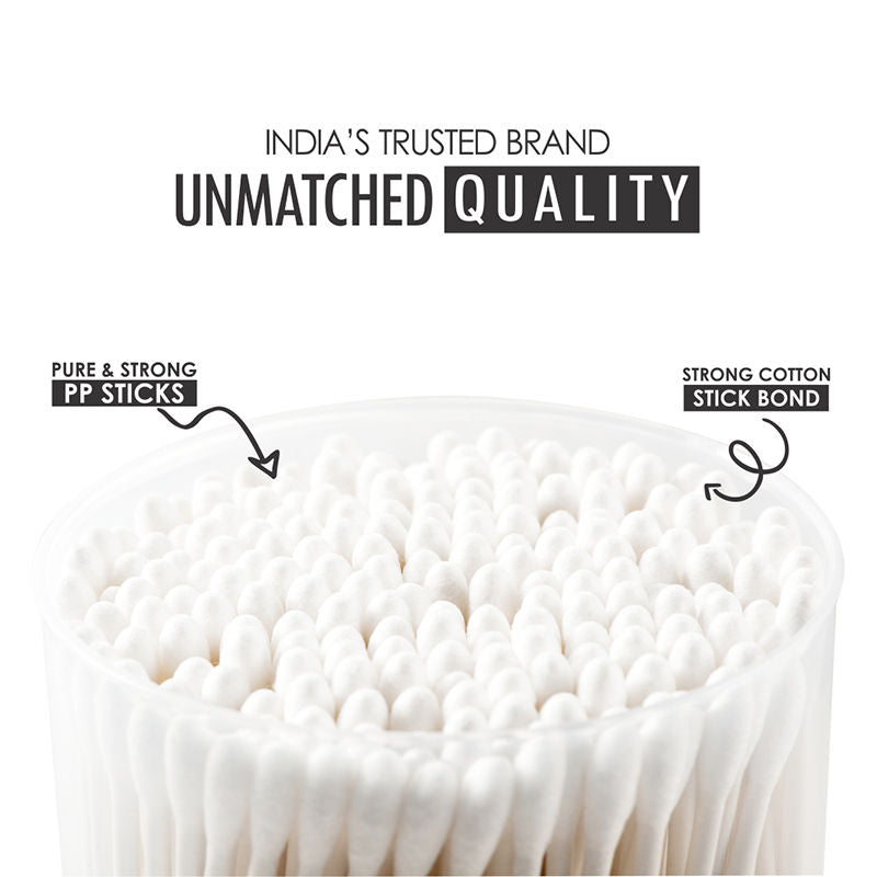 Premium Paper Stick Pure & Soft Cotton Ear Buds/ Swabs Jar (100 Sticks / 200 Tips)