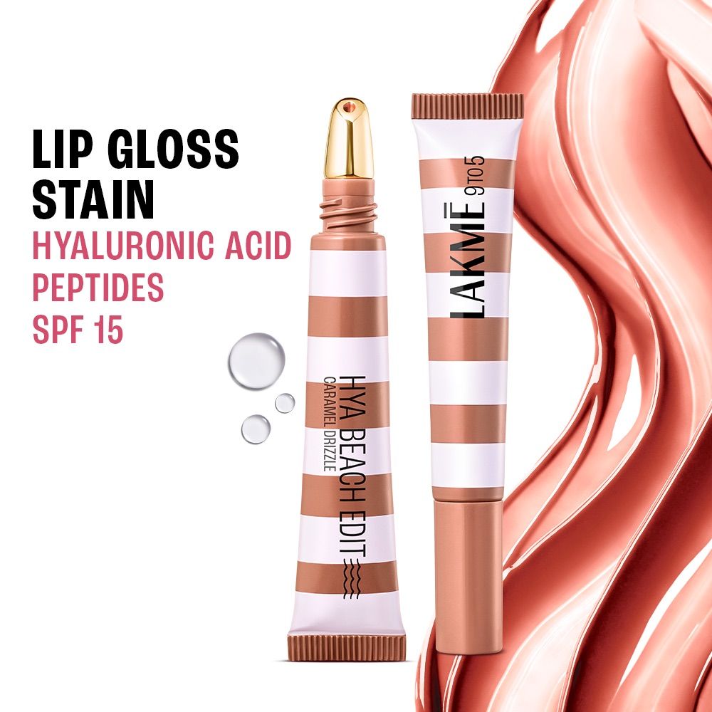 9to5 Hya Beach Edit Lip Gloss Stain, Hydrating, Lasting Tint, SPF 15 - Caramel Drizzle
