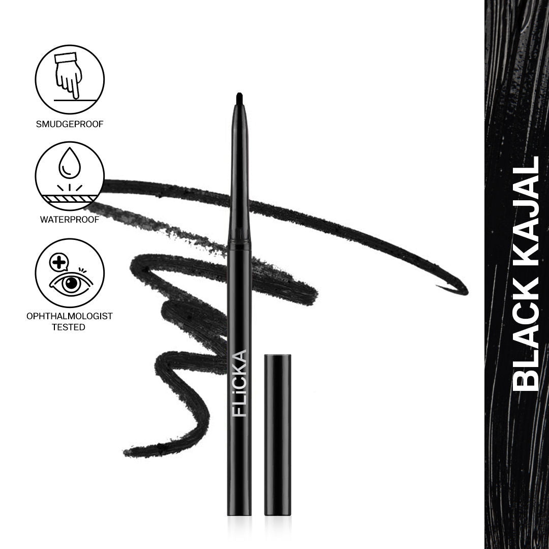 Breathtaking Eye Kajal Waterproof Smudgeproof Long Lasting Rich Pigment - Black