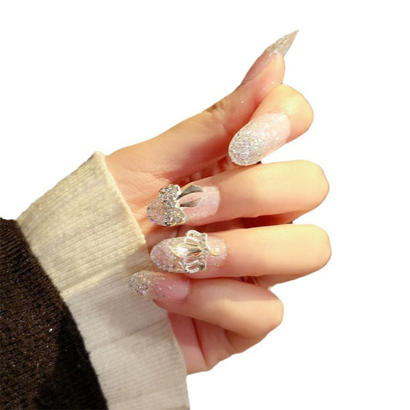 Silver Glitter 3D Crown Bow