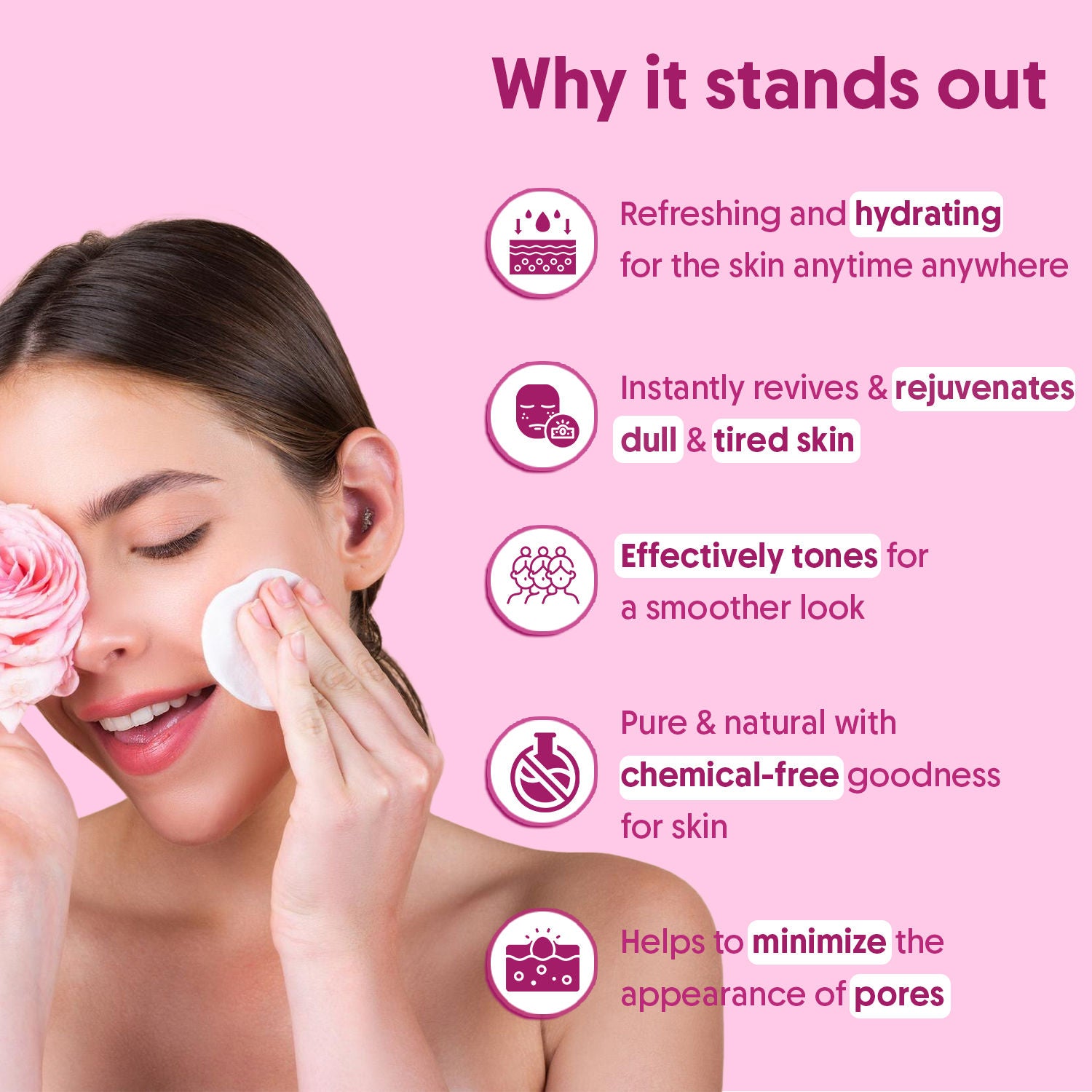 100% Pure Rose Water Face Toner Spray, Steam Distilled, For Skin & Hair, Gulab Jal