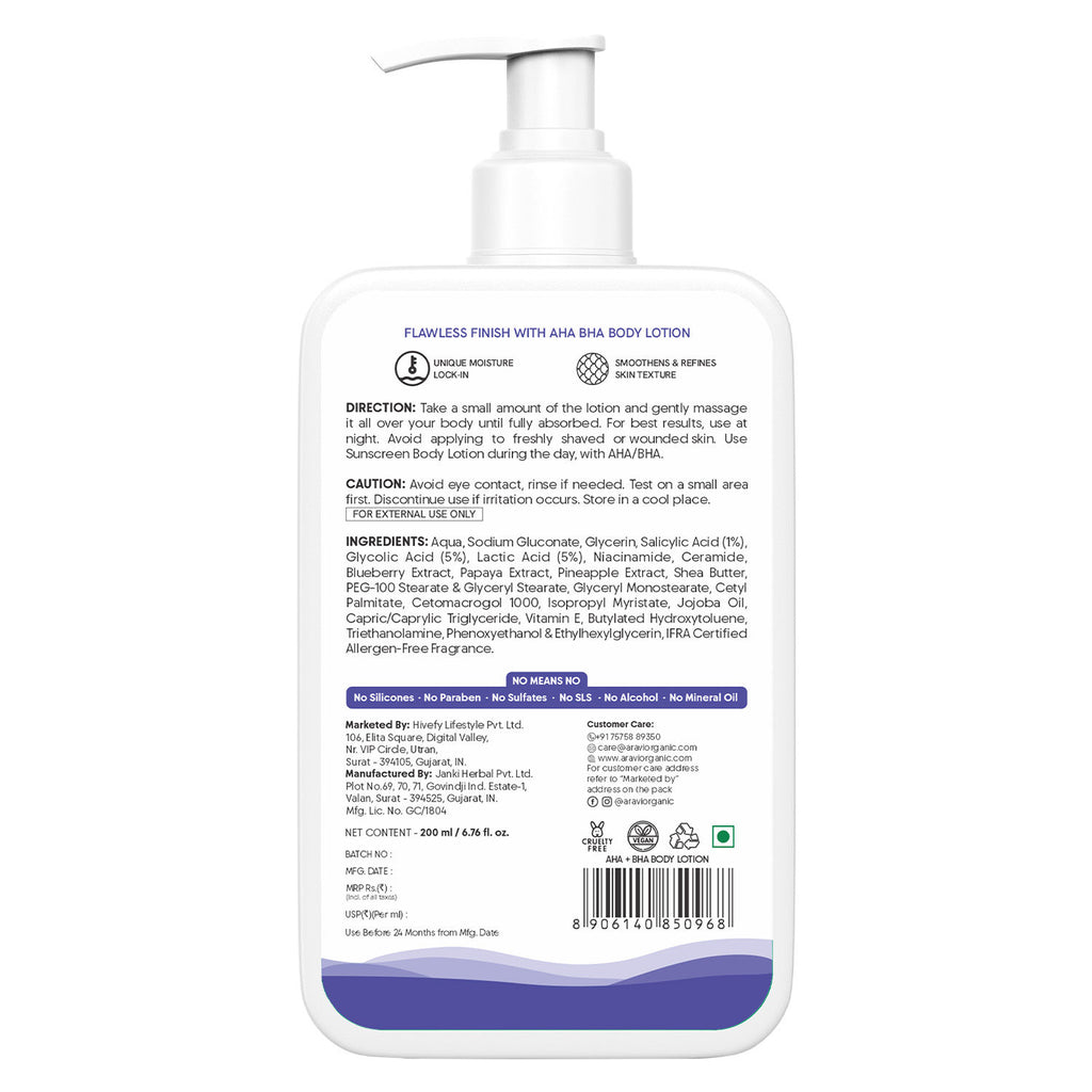 10% AHA + 1% BHA Body Lotion, Brightening, Tan Removal & Strawberry Skin For Dry Skin