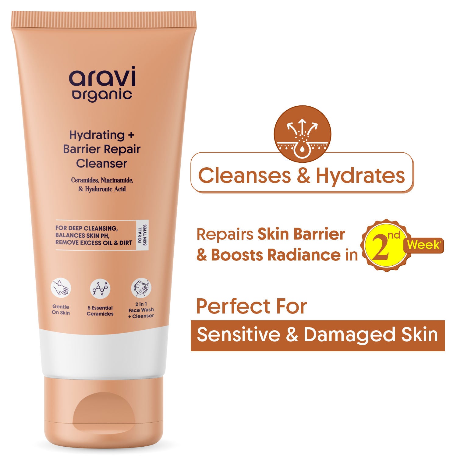 Barrier Repair Cleanser, Ceramide & Niacinamide, For Oily, Dry & Acne Prone Skin