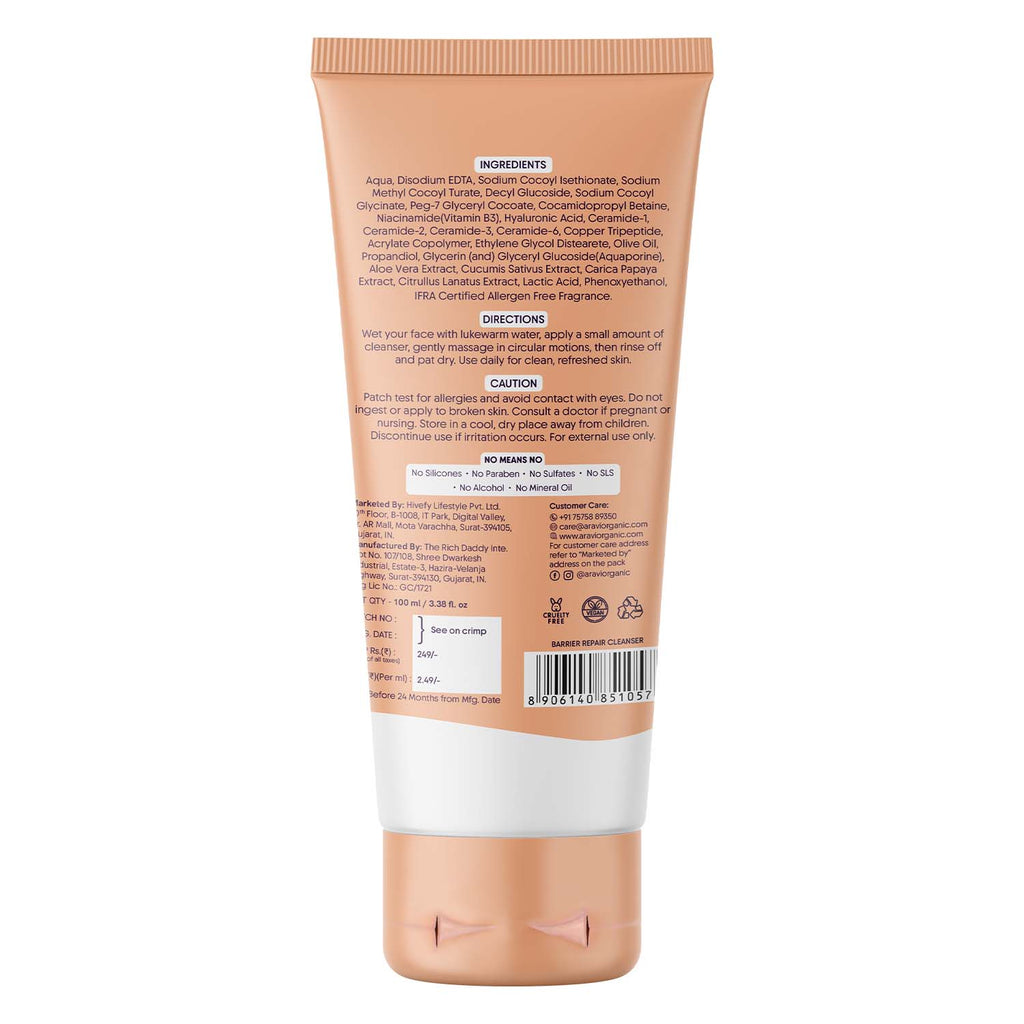 Barrier Repair Cleanser, Ceramide & Niacinamide, For Oily, Dry & Acne Prone Skin
