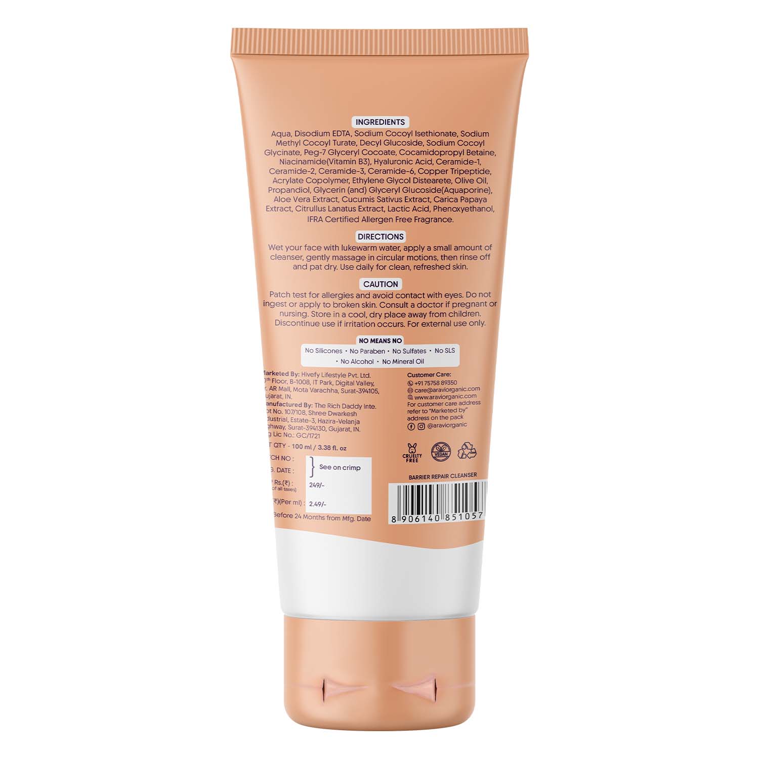 Barrier Repair Cleanser, Ceramide & Niacinamide, For Oily, Dry & Acne Prone Skin