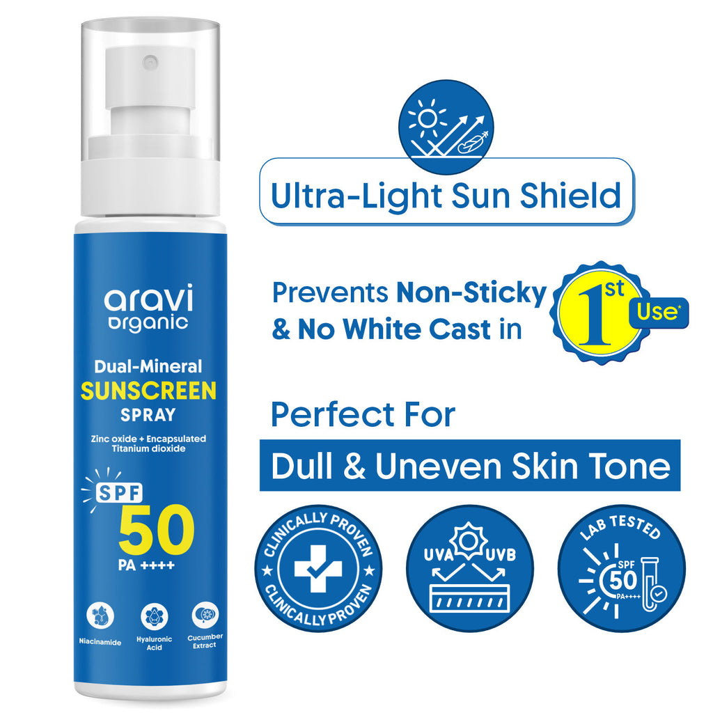 Dual Mineral Sunscreen Spray SPF 50 PA++++, Hydrating For Body & Face, In-Vivo Tested
