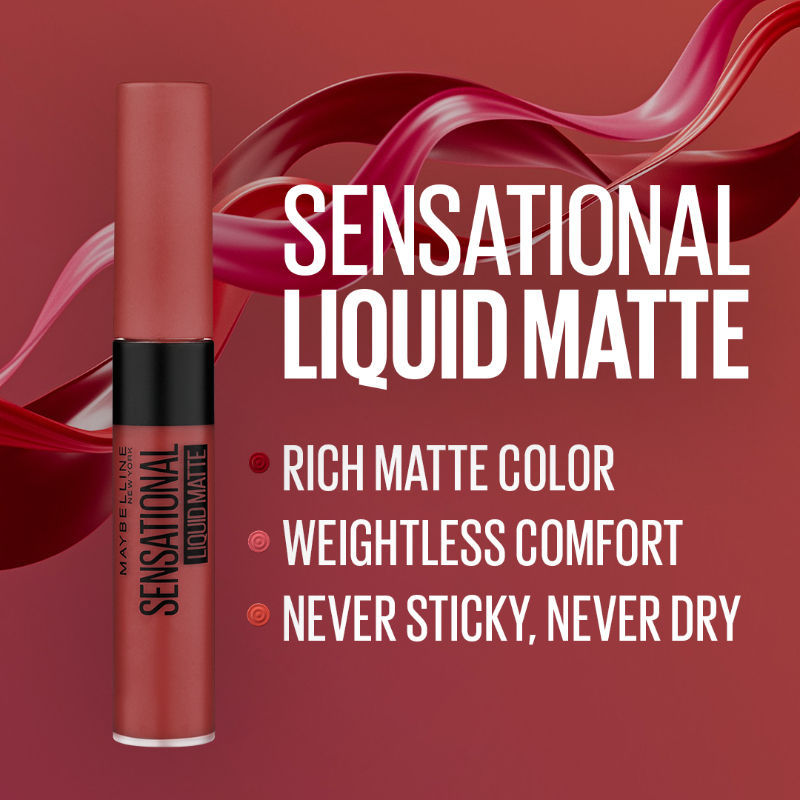 Sensational Liquid Matte Lipstick, Long-lasting - 03 Flush It Red