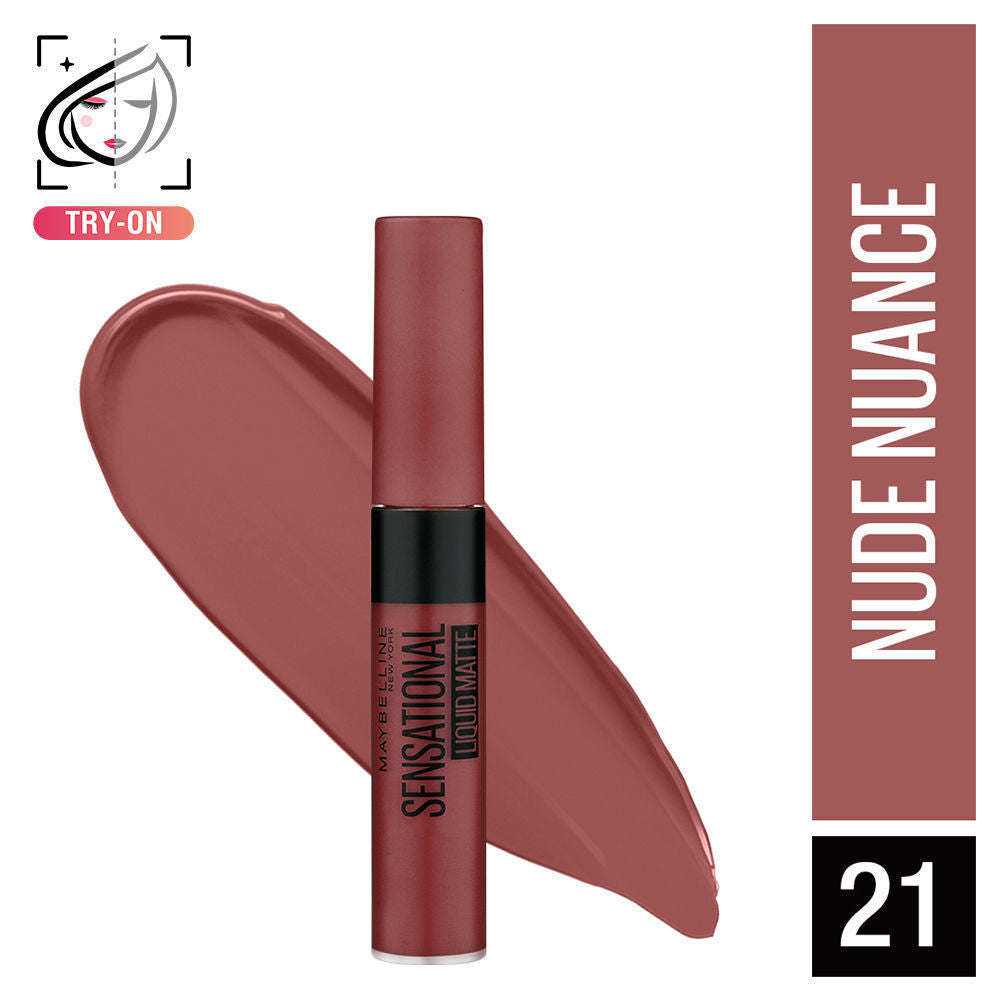 Sensational Liquid Matte Lipstick, Long-lasting - 03 Flush It Red - Nude Nuance