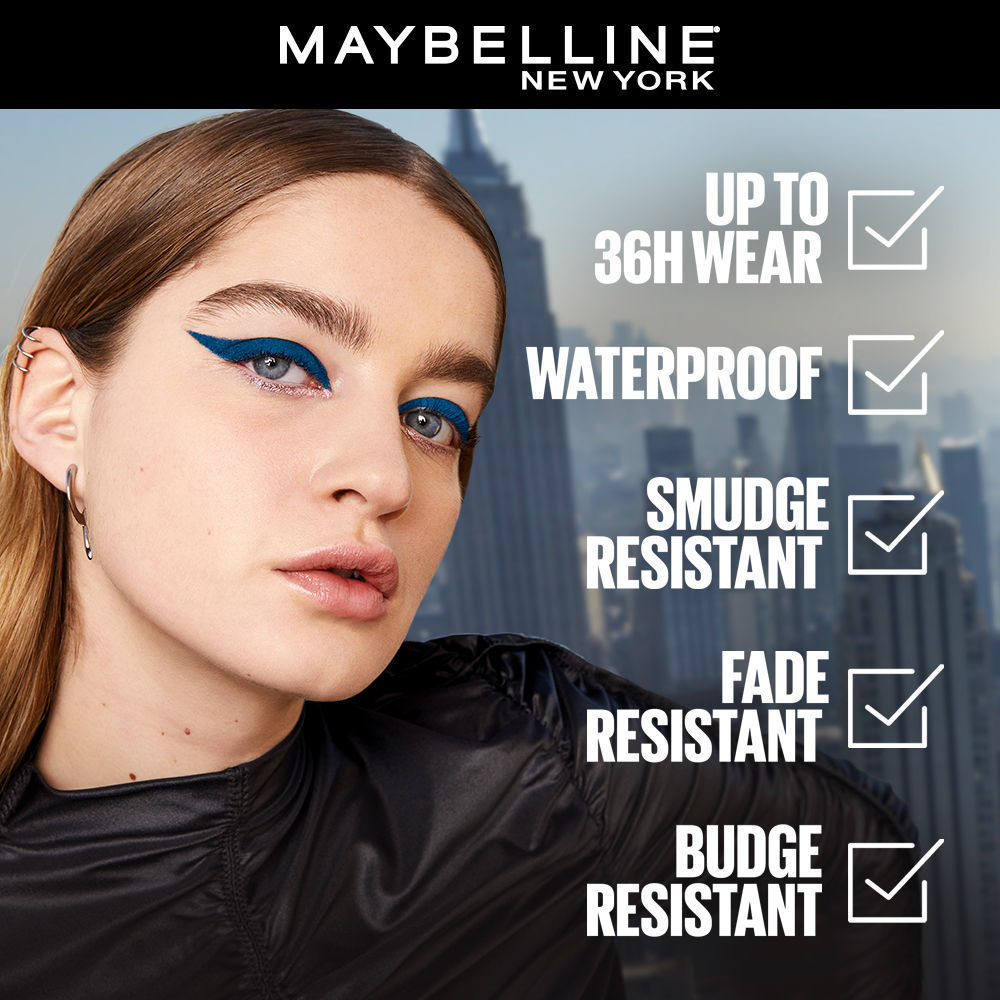 Maybelline Tattoo Gel Eyeliner - Striking Navy Blue, Metallic/Matte, Water & Smudge-proof, Last 36H