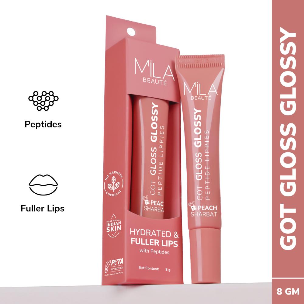 Peptide Lip Gloss Balm With SPF & Hyaluronic Acid Plump & Fuller Lips - Peach Sharbat