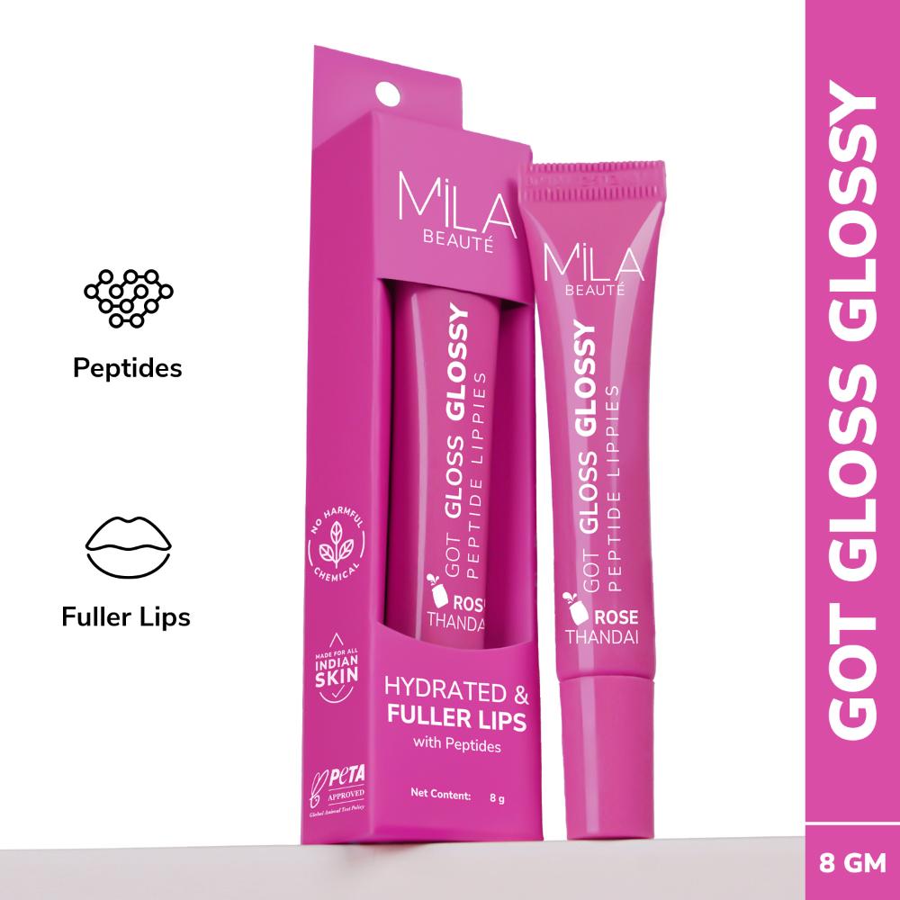 Peptide Lip Gloss Balm With SPF & Hyaluronic Acid Plump & Fuller Lips - Rose Thandai