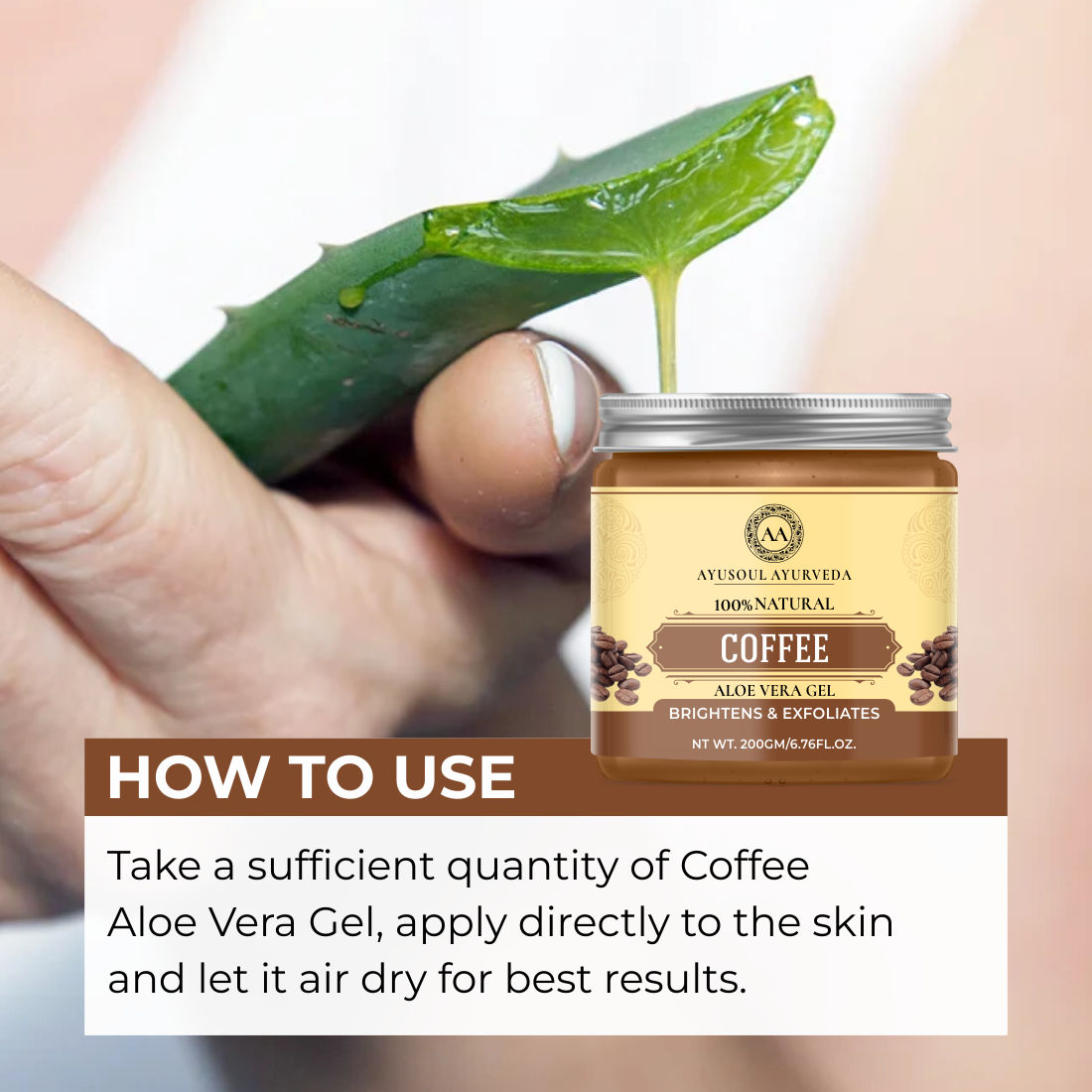 Coffee Aloe Vera Gel for Face & Body Skin Treatment