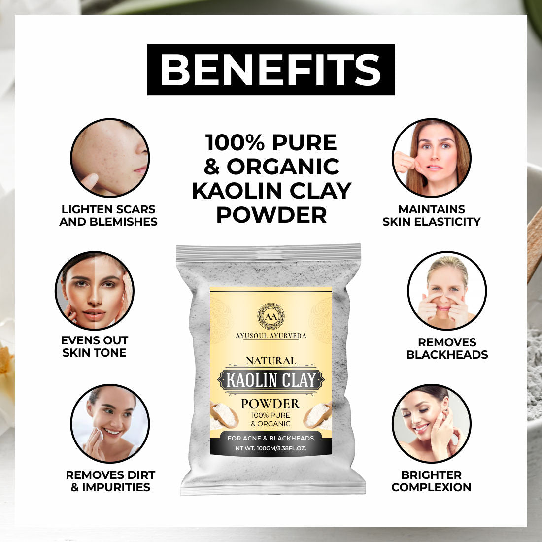 100% Pure White Kaolin Clay Powder