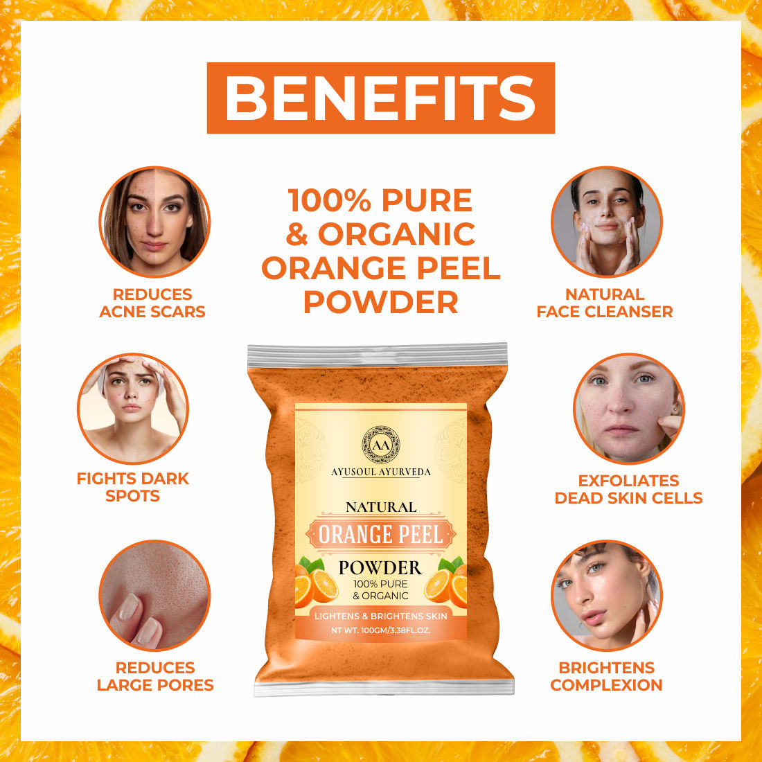 100% Pure Natural & Organic Orange Peel Powder