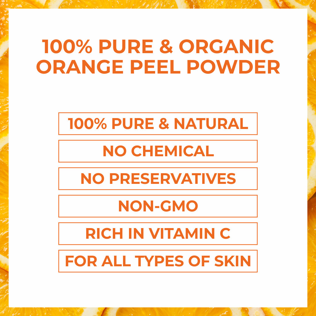100% Pure Natural & Organic Orange Peel Powder