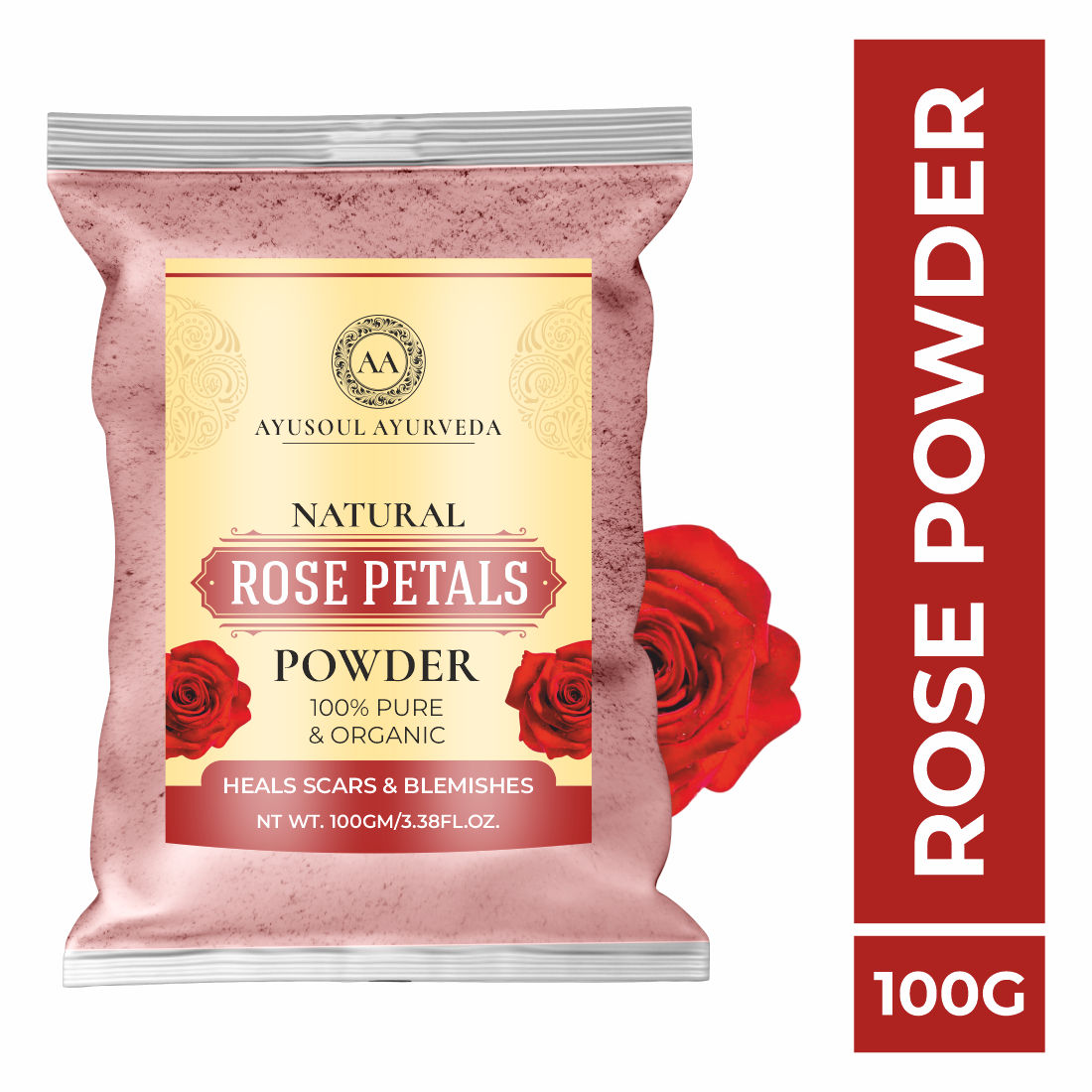 100% Pure Natural & Organic Rose Petals Face Pack Powder