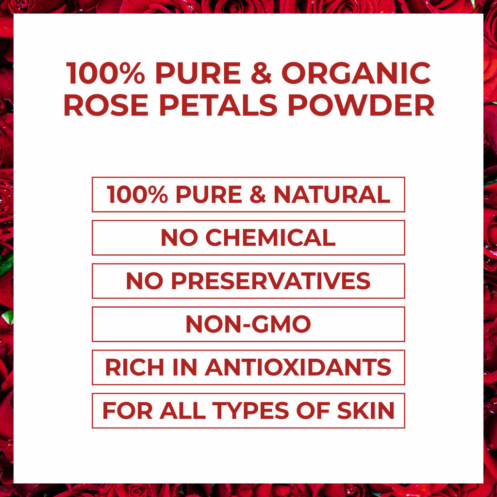 100% Pure Natural & Organic Rose Petals Face Pack Powder
