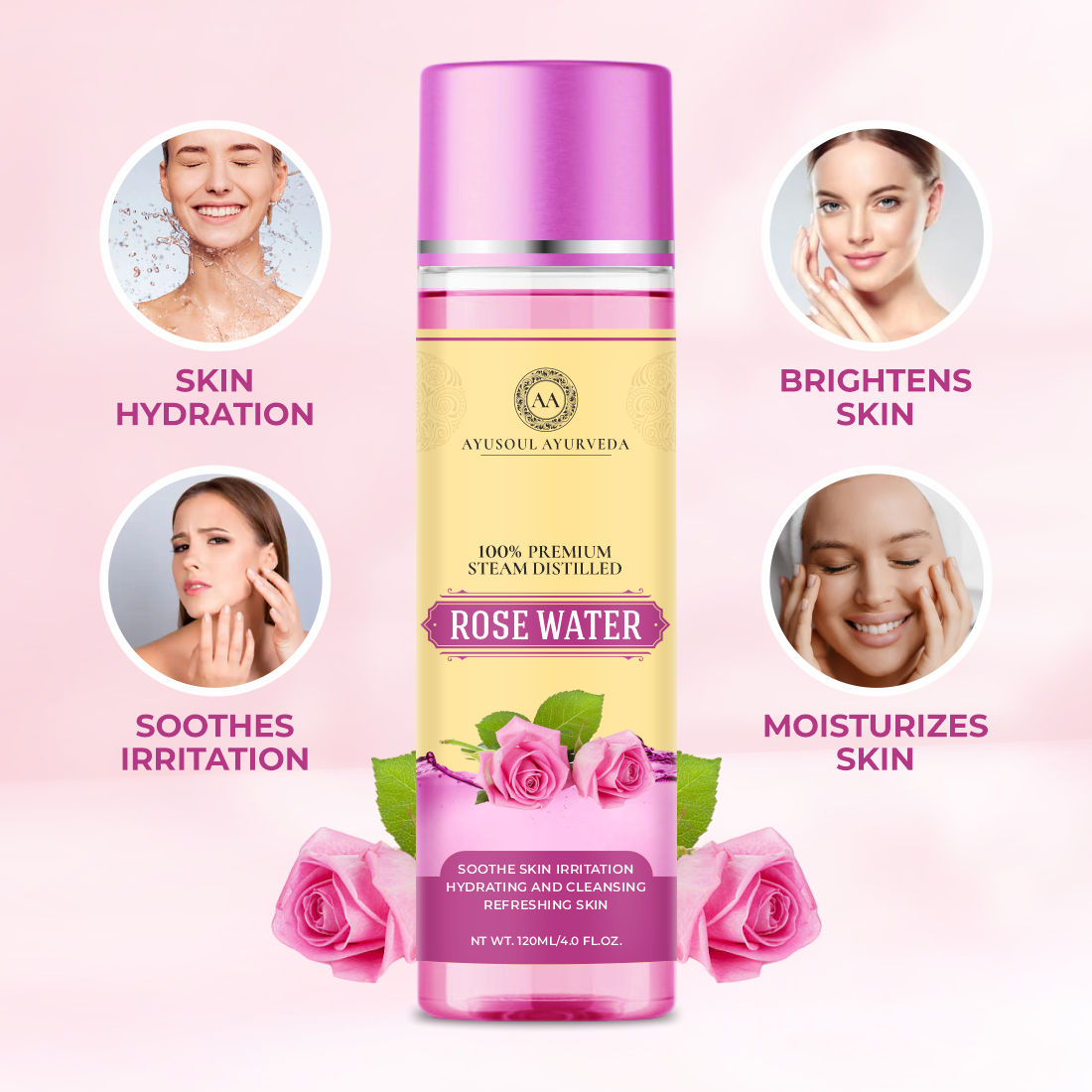 100% Natural Distilled Rose Water