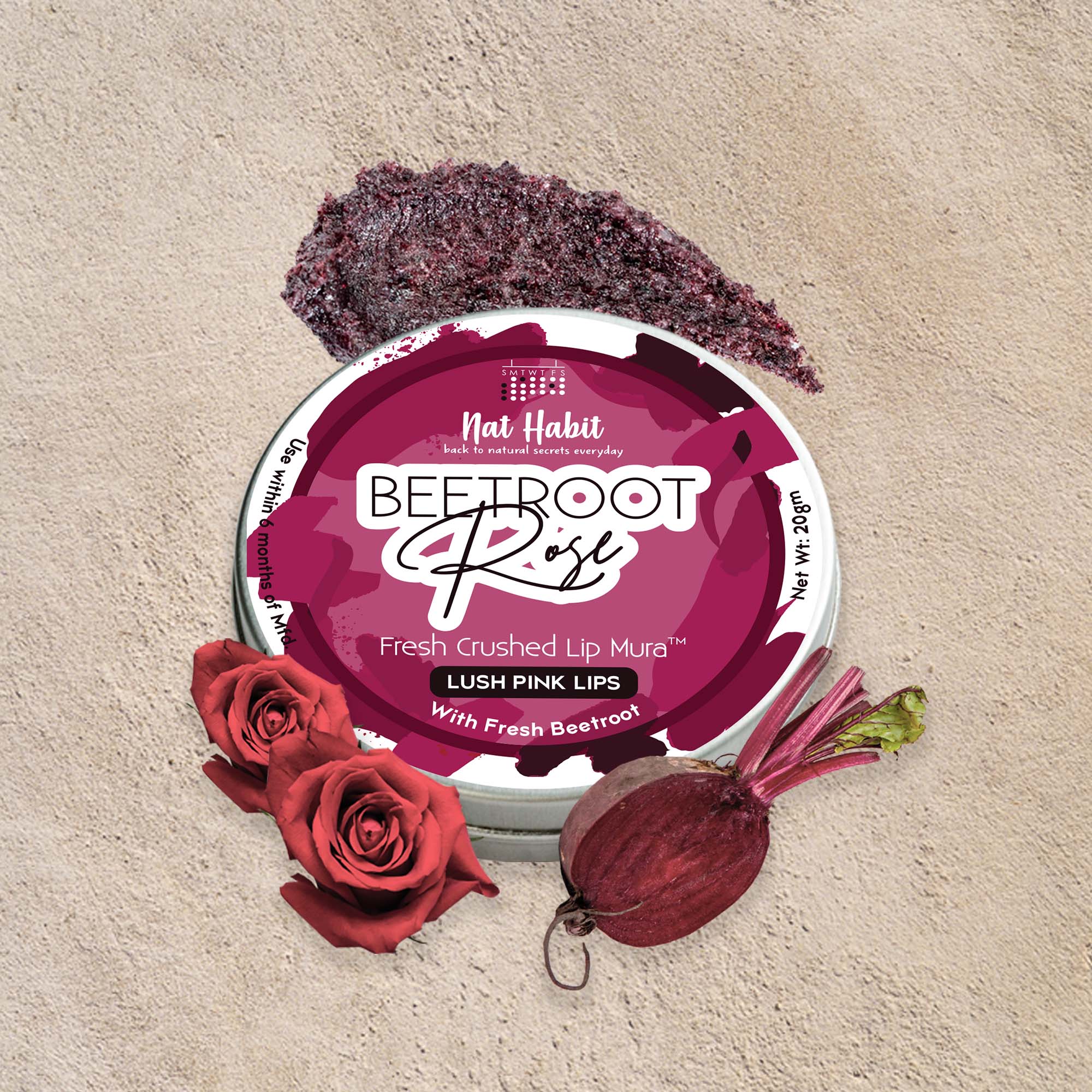 Beetroot Rose Fresh Lip Scrub & Lip Balm for Dark,Dry & Chapped Lips - Natural Pink Lips
