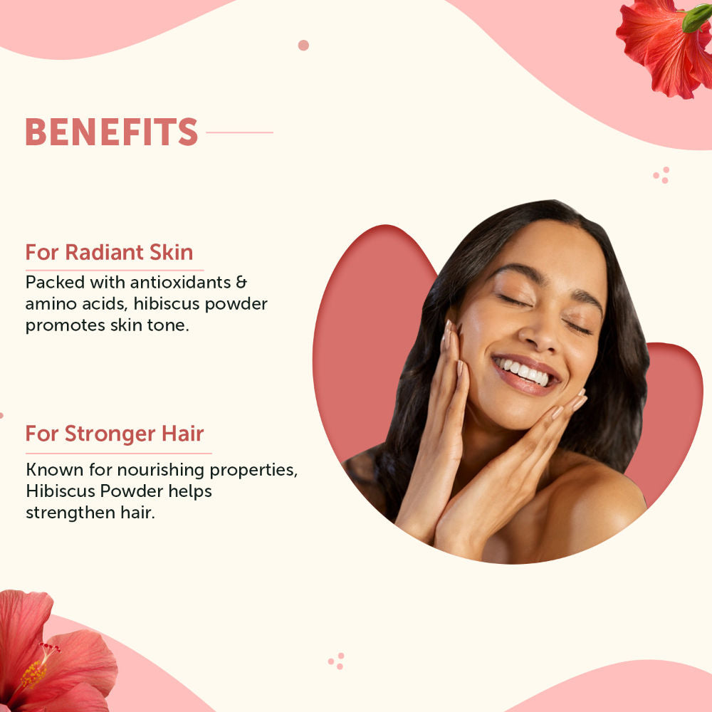 Organic Hibiscus Powder to Boost Skin and Hair Health with Vitamin C and No Added Colour