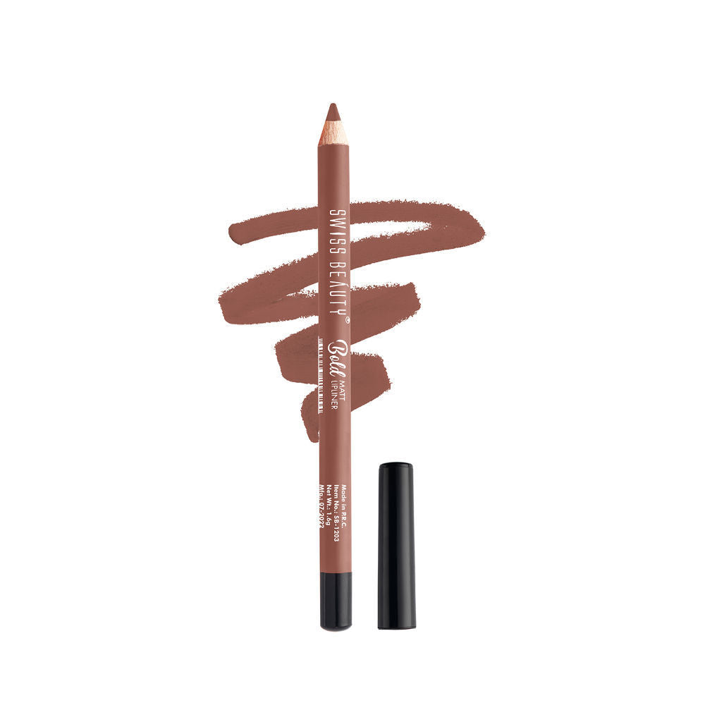 Bold Matt Lip Liner Pencil, Long-lasting , Matte Finish , Non-Drying - 3 Choco Nude